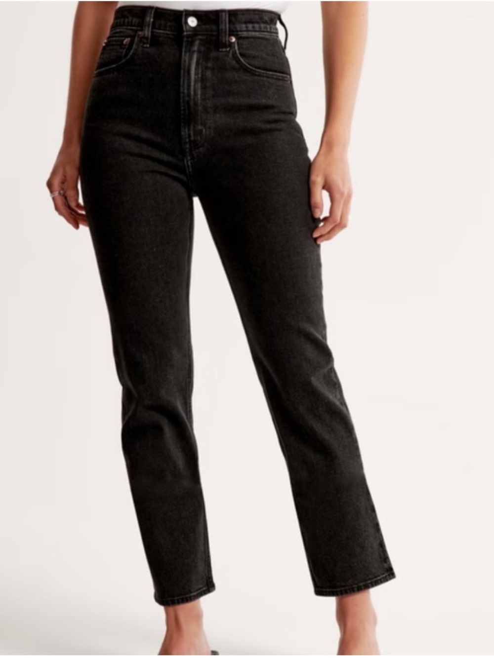 Abercrombie Ultra High Rise Ankle Straight Jeans Washed Black Like New Size 28 6